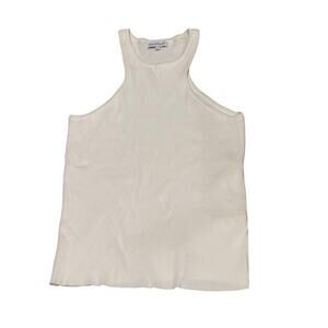 Crescent Women’s Small White Ribbed Tank Top Viscose Style CT7258 Classic Basic